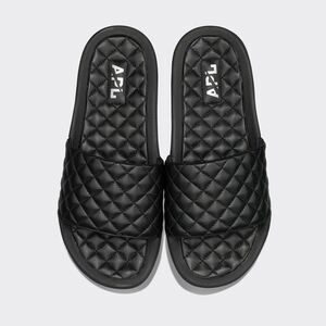 APL Black Quilted Women's Slippers